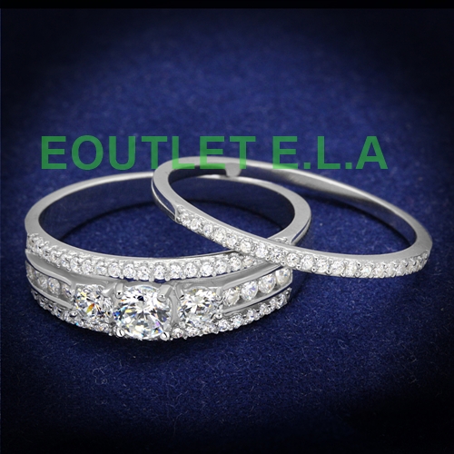 SPARKING 4.85CT CZ SOLID SILVER WEDDING SET-size 8